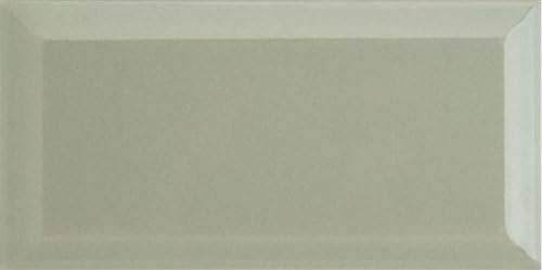 The Bath People Metro Tile Bevelled Edge Brick Glossy Wall Kitchen Bathroom Tiles, Sage Green - (100mm x 200mm)