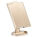 Magicfly Vanity Mirror Lighted Makeup Mirror 10X 3X 2X 1X Magnifying Mirror with 21 LED Lights, Trifold Mirror with Touch Screen, Adjustable Brightness & Stand, Dual Power Supply Mode, Gold