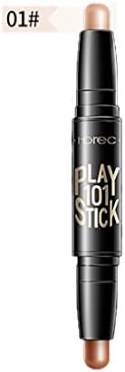 Top Cheer Double-end Contour Stick Makeup Facial Highlighter Stick Shimmer Cream Powder Face Foundation Concealer (01#)