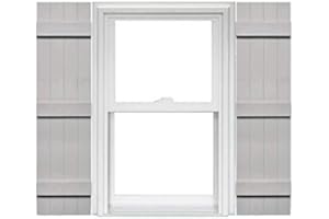 Mid America Board and Batten 14" 4 Board Joined Vinyl Standard Shutter (1 Pair) - 14 x 59 030 Paintable