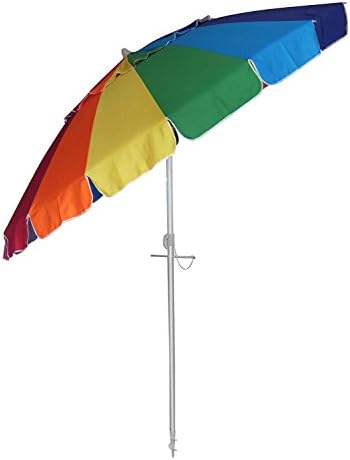 Premier Baiser Beach Umbrella - Giant 8' Rainbow Beach Umbrella Heavy Duty Design