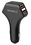 Car Charger - WAWO 10A / 50W High Power 4 Port Smart USB Car Charger - Black