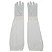 Beekeeping Gloves Premium Goatskin Leather Beekeeper's Glove with White Vent Long Canvas Sleeve and Elastic Cuffs Ventilated and Cuff Protected Bee Gloves Large