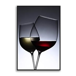 Framed Canvas Wall Art Wine Glass Canvas Prints Home Artwork Decoration for Living Room,Bedroom - 16x24 inches