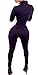 Bodycon4U Women Stripes Spandex Zentai Long Sleeve Unitard Bodysuit Sport Bodycon Jumpsuit Romper (XL, Black)