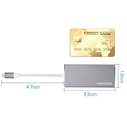 USB C Hub, 7-in-1 USB C Adapter with Type C Charging Port, 4K HDMI Output, SD & TF Card Reader, 3 USB 3.0 Ports, Portable for MacBook Pro, XPS and More Type-C Devices