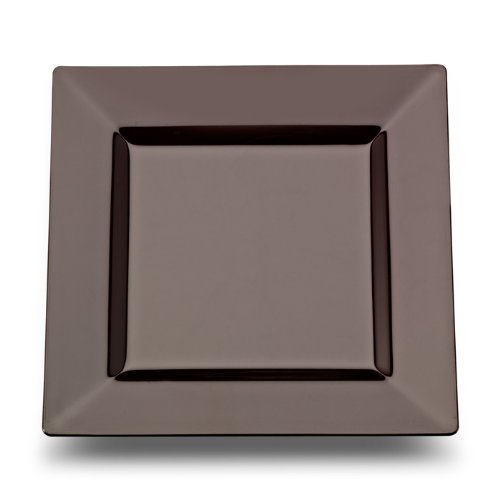 Square Plastic Dessert plates, Black, 6.5 Inch - 10 Count