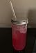 (2) 24 oz Wide Mouth Glass Mason Drinking Jars with 2 Silver Lids, 2 Glass Straws (10