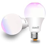 Smart Led Light Bulb 100 Watt Equivalent WiFi A19 Dimmable Color Changing RGBW Bulbs 10W E26/27 Medium Screw Base No Hub Required Light Bulbs Compatible with Alexa and Google Assistant - 2 Pack