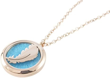 Essential Oil Diffuser Necklace, Feather Locket, Rose Gold Plated Hypoallergenic Stainless Steel