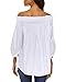 ZANZEA Womens Off Shoulder Summer Blouse Tunic Tops 3/4 Long Sleeve Tie Knot Ladies T-Shirts 01-White XX-Large