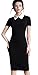 HOMEYEE Women's Celebrity Turn Down Collar Business Bodycon Dresses(M,Black-short sleeve)