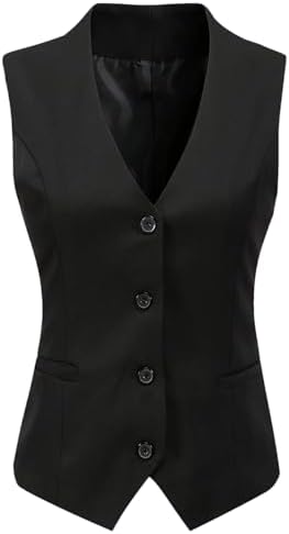 V VOCNI Women's Fully Lined 4 Button V-Neck Economy Dressy Suit