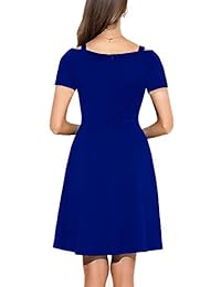 Vestido elegante para mujer, estilo vintage, con cuello de novio, con correa de espagueti, para cóctel, fiesta, línea A 268