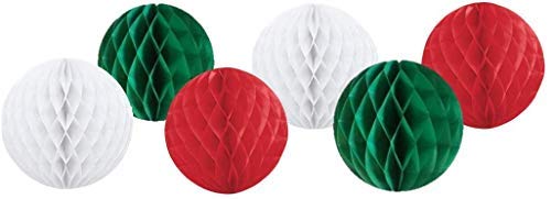 Matissa Pack of 6 paper honeycomb balls (Christmas shade) (4" (10cm))