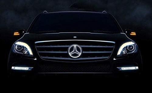 RSTFA Flash LED Emblem for Mercedes Benz 2011-2018, Front Car Grille Badge, Car Grilled Star, Logo Hood Star DRL (Gold)