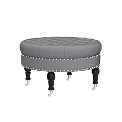 24KF Large Upholstered Tufted Button Velvet Round