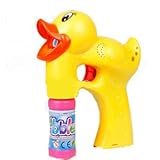 Yellow Duck Light Up Bubble Gun Blower - 2 Bottles of Solution