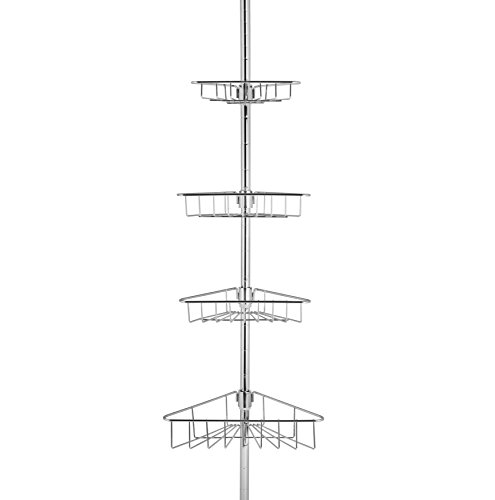 Corner Tension Adjustable Bathroom Storage Shower Caddy, Chrome, by AMG