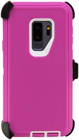WallSkiN Turtle Series Belt Clip Cases for Galaxy S9 Plus / S9+ (6.2”), 3-Layer Full Body Life-Time Protective Cover & Holster & Kickstand & Shock, Drop, Dust Proof - Pink/White