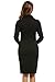 ANGVNS Women's Turtleneck Long Sleeve Pockets Slimming Casual Pencil Bodycon Dress