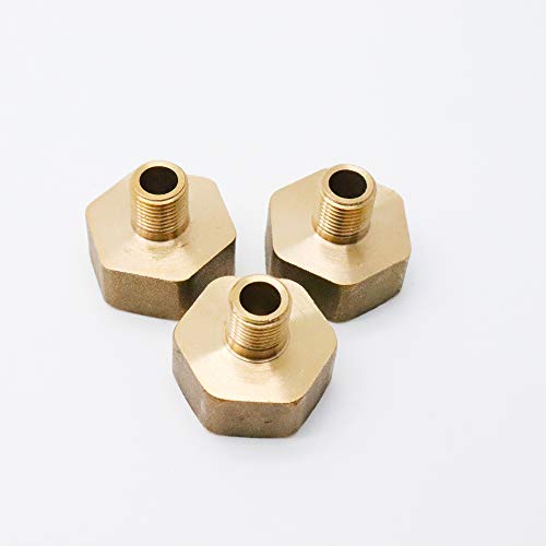LDEXIN 3pcs 1/8"PT x 1/2"PT Male to Female Thread Hex Nipple Reducer Adapter Straight Brass Pipe Fitting Hose Coupler for Fuel,Air,Water,Boat,Gas,Oil - Thumbnail 2