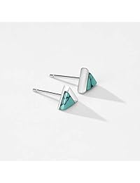 Pendientes de tuerca de turquesa de plata de ley con triángulo y acabado cepillado