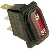 On/Off Power Switch for Razor E100 E195 E200 E300 Crazy Cart, KCD1 Red | Fits Razor Power Core E195 and E100. KCD1 Red illuminated 3-Pin Toggle Switch with Waterproof Rubber Boot, eSpark