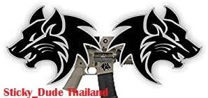 2 (two) pcs - 1.6" Tall Left/Right AR15 Lower TRIBAL WOLVES Decals | Distressed MAG Black Ops Stickers AR-15 | Motorcycle Helmet | Subdued Hard Hat, Tool Box Merica | “Peel and Stick”