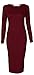Crazy Girls Womens Ladies Long Sleeve Scoop Neck Midi Dress (S/M-US6/8, Wine)