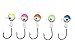 Vibrant Color Fishing Lures - Round Lead Ball Head Jigs with Barb Lazer Sharp Fishing Hooks- Bait for Worms Shrimp in Freshwater- Glow in Dark and Bright Colors Options