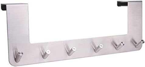 Over The Door Hooks, VLV 6 Hooks Over The Door Organizer Rack, Stainless Steel Towel Door Hanger, Bathroom Door Hook, Suitable 1.5 " to 1.8 " Thickness Door