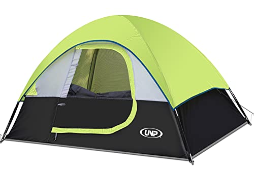 UNP Campingzelt 2-3 Personen, Wasserdicht, Winddicht, Mit Regenschutz, Einfach Aufzubauen, Tragbares Kuppelzelt FüR Camping (NeongrüN, 2 Personen – 21
