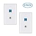 Ethernet Coax Wall Plate 2Pack,1 Cat6 Ethernet Port and 1 Gold-Plated Cable TV Coax F Type Port Wall Plate (White)