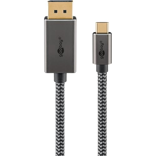 Goobay USB C to DisplayPort 1.2 Cable 4k @ 60Hz Type C Thunderbolt 3/4 to DP Cable USB 3.1 Compatible with Mac Book, iPhone, Surface / 2 m/Textile Cable / 75708