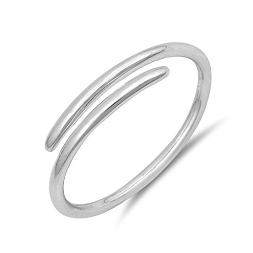 .925 Sterling Silver Simple Plain Minimal Design Open Midi Finger Wire Ring Size 8