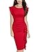 Miusol Women's Business Retro Ruffles Slim Cocktail Pencil Dress (Small, Red)