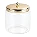 mDesign Modern Glass Bathroom Vanity Storage Organizer Canisters Jars for Cotton Balls, Swabs, Makeup Sponges, Bath Salts, Hair Ties, Jewelry - 2 Pack - Clear/Gold Brass