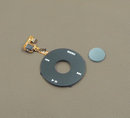 Replacement Click Wheel with Gray Center Select Button for iPod Classic 6th 7th Generation, Black, Compatible with 80GB 120GB 160GB A1238