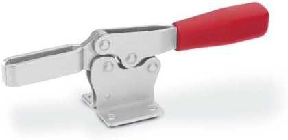 JW Winco Series GN 820-NI Stainless Steel Horizontal Acting Toggle Clamp with Horizontal Mounting Base, Metric Size, Clamp Size 130, 1000 Newton Holding Capacity, Type M U Bar