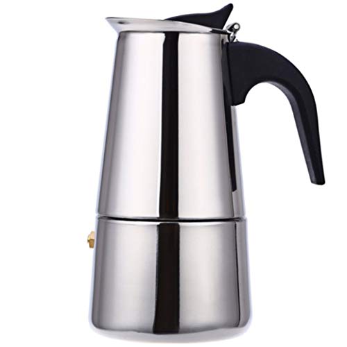 elabo Stovetop Espreeso Machine and Moka Pot for Gas or Electric Ceramic Stovetop, Italian Espresso Coffee Shot Maker for Italian Espresso, Cappuccino and Latte, Stainless Steel 304, 6 Cups