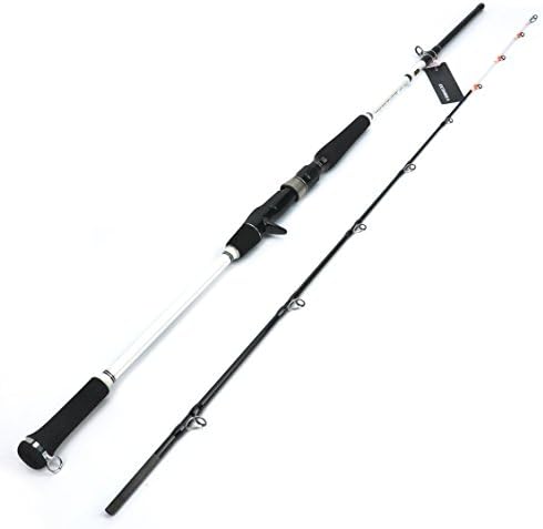 ECOODA 2-Pieces Saltwater Offshore Casting/Spinning Carbon Fiber Boat Fishing Rod Portable Travel Fishing Rod with Luminous Rod Tip (Length 6＇6＂/7＇6＂/8＇6＂ Max Drag 35/44/57 LB)