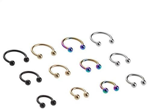 Joyhul 18pcs Retro Round Beads Nose Stud Earrings Nostril Hoop Body Piercing
