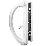 Patio Door Handle Set, 2 Handle White Replacement for Sliding Doors Using 3-15/16" Hole Spacing & Mortise Style Latch Locks, by Essential Values (Updated Version)