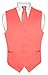 Men's Dress Vest & NeckTie Solid CORAL PINK Color Neck Tie Set sz XL