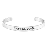 Yiyang Bangle Bracelet for Women Birthday Gift for Her Inspirational Cuffs Jewelry I AM Enough