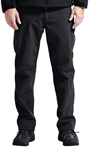 EXEKEMen's Waterproof Softshell Hiking Pants Fleece Lined Insulated Snow Pants with Zipper Pockets