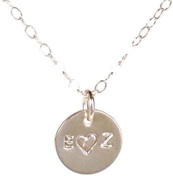 Couples Necklace - Two Initial Necklace with a Heart - Love Necklace - Tiny Silver Initial Necklace