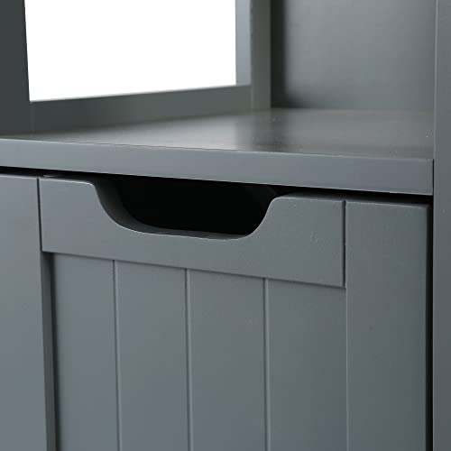 HOMEFORT Bathroom Tall Slim Storage Narrow Floor Wooden Linen Tower