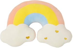 XIAOHONG Rainbow Cloud Pillow Cushion, Soft Plush Cloud Shaped Pillow Stuffed Rainbow and Moon Nursery Decor,Bedside Sofa Sleeping Pillow, Cloud Throw Pillow Plush Sofa Cushion Pillow